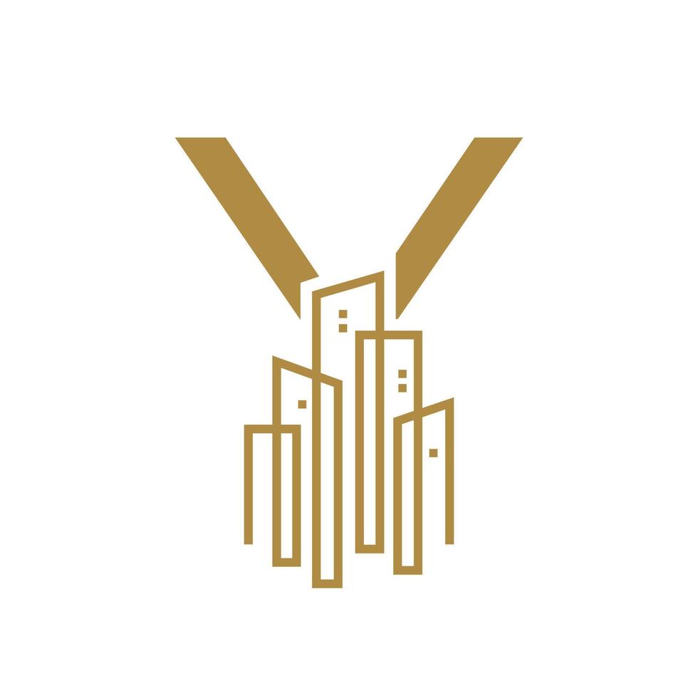 inicial y oro ciudad logo vector