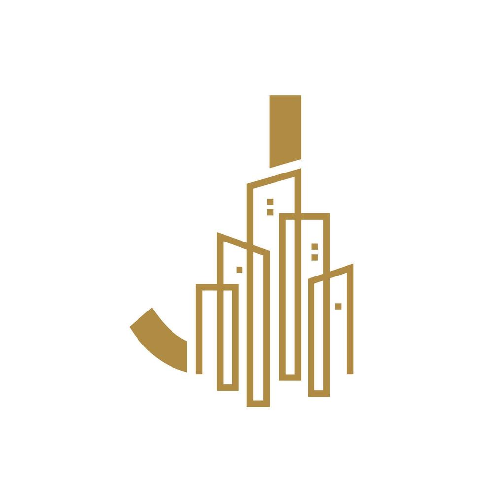 inicial j oro ciudad logo vector