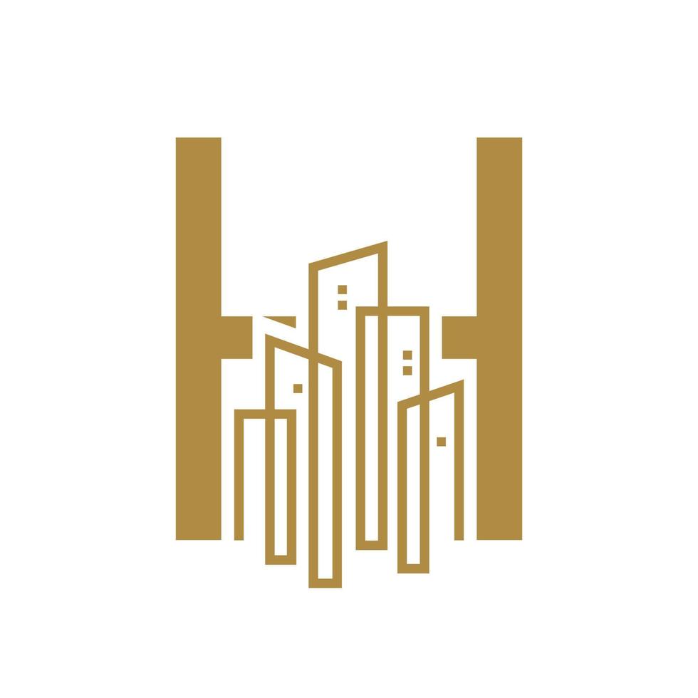 inicial h oro ciudad logo vector