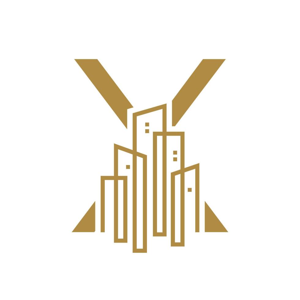 inicial X oro ciudad logo vector