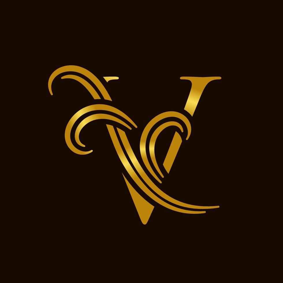 lujo inicial v logo vector