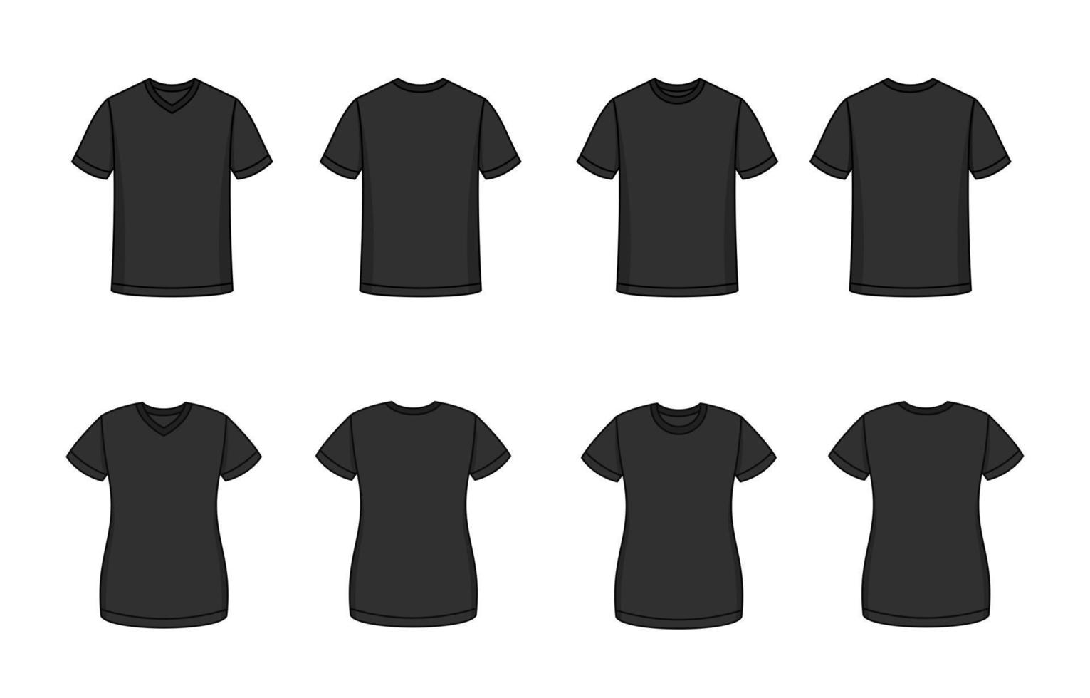 Outline Black T-shirt Template Mock Up vector