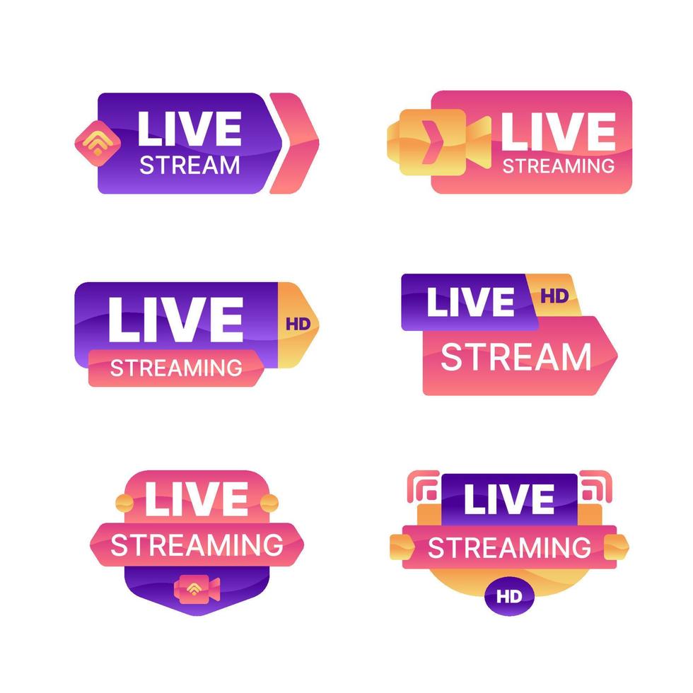 General Live Streaming Badge Collection vector