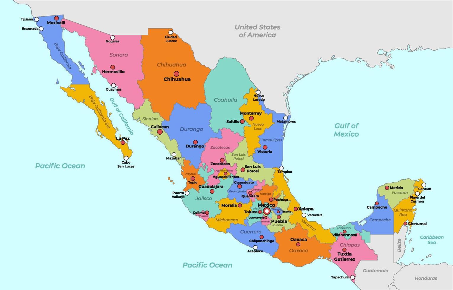 Detailed Mexico Country Map vector