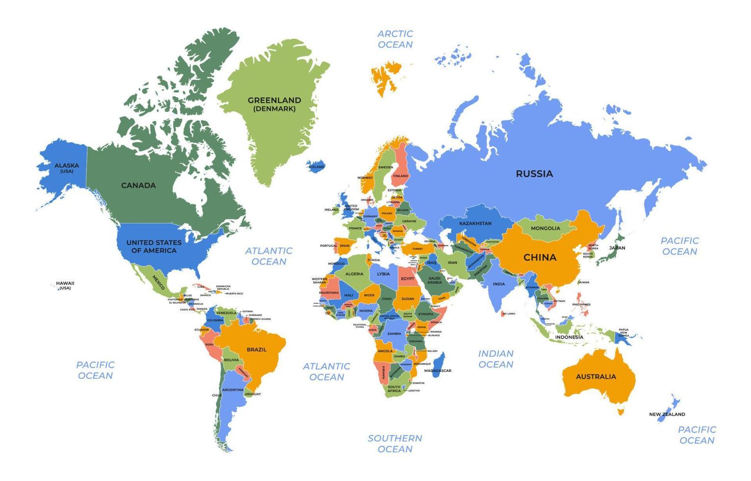 mundo mapa con país nombre antecedentes modelo vector