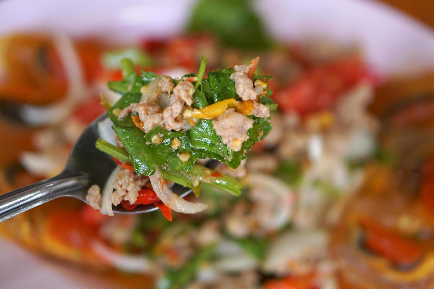 Thai food, preserved egg salad photo