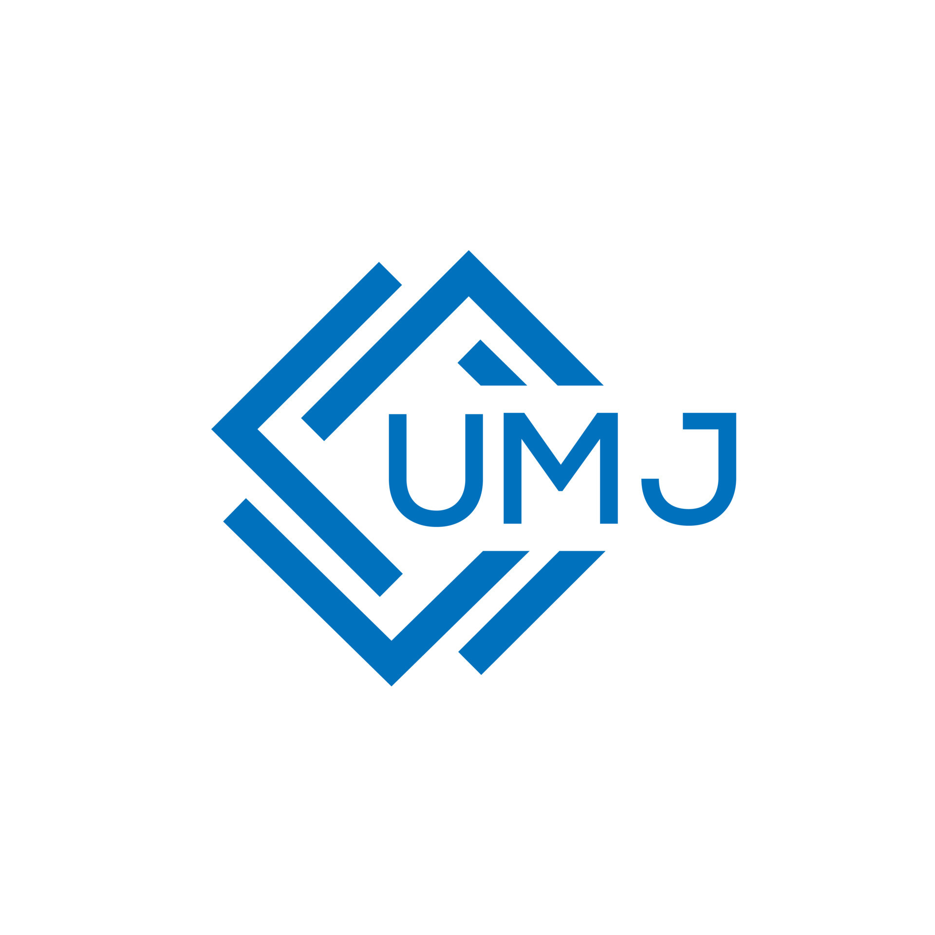 UMJ technology letter logo design on white background. UMJ creative