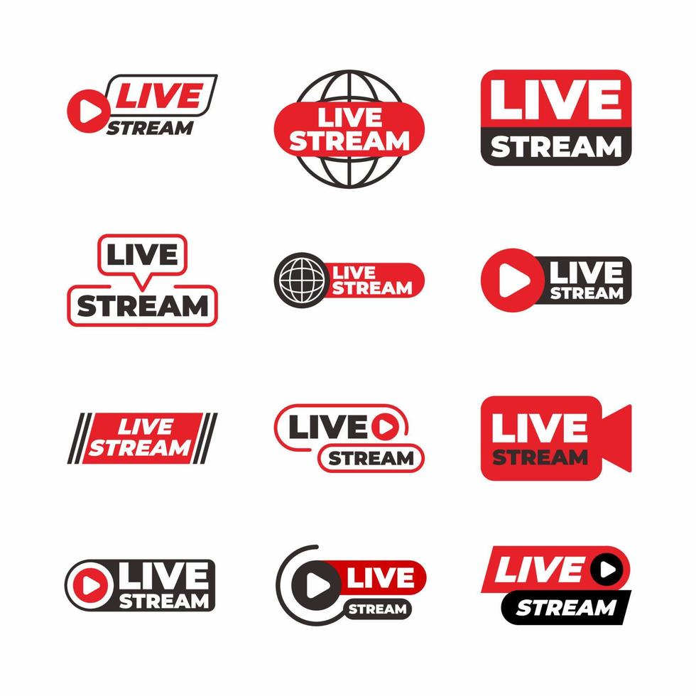 General Live Streaming Badge Logo Collection vector
