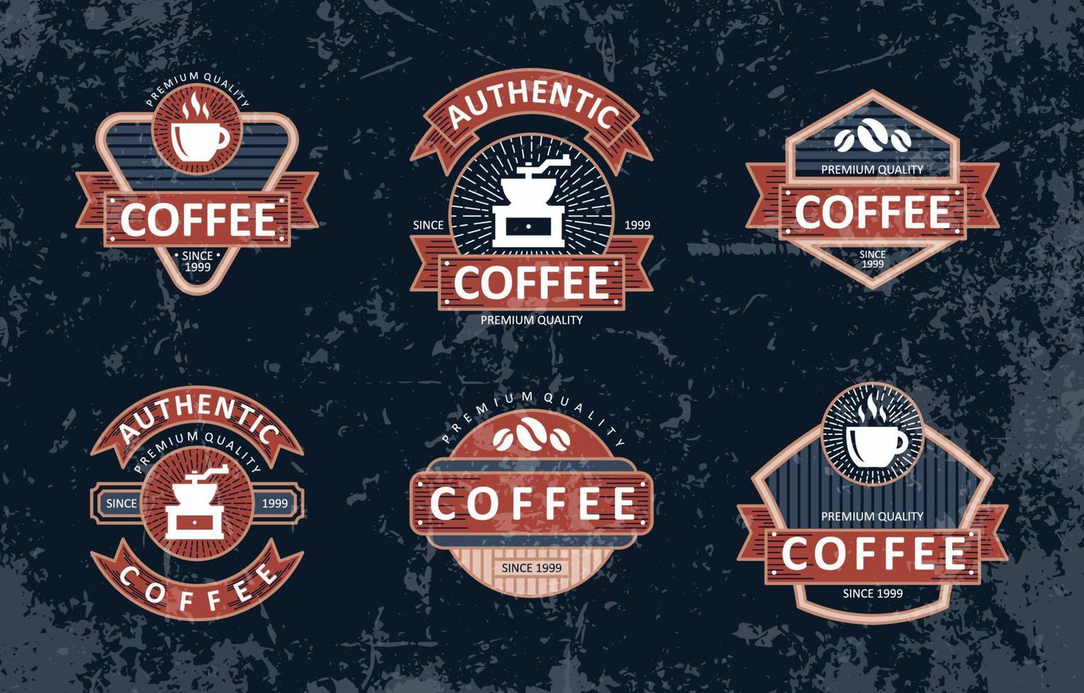 Clásico Insignia café tienda logo colección vector