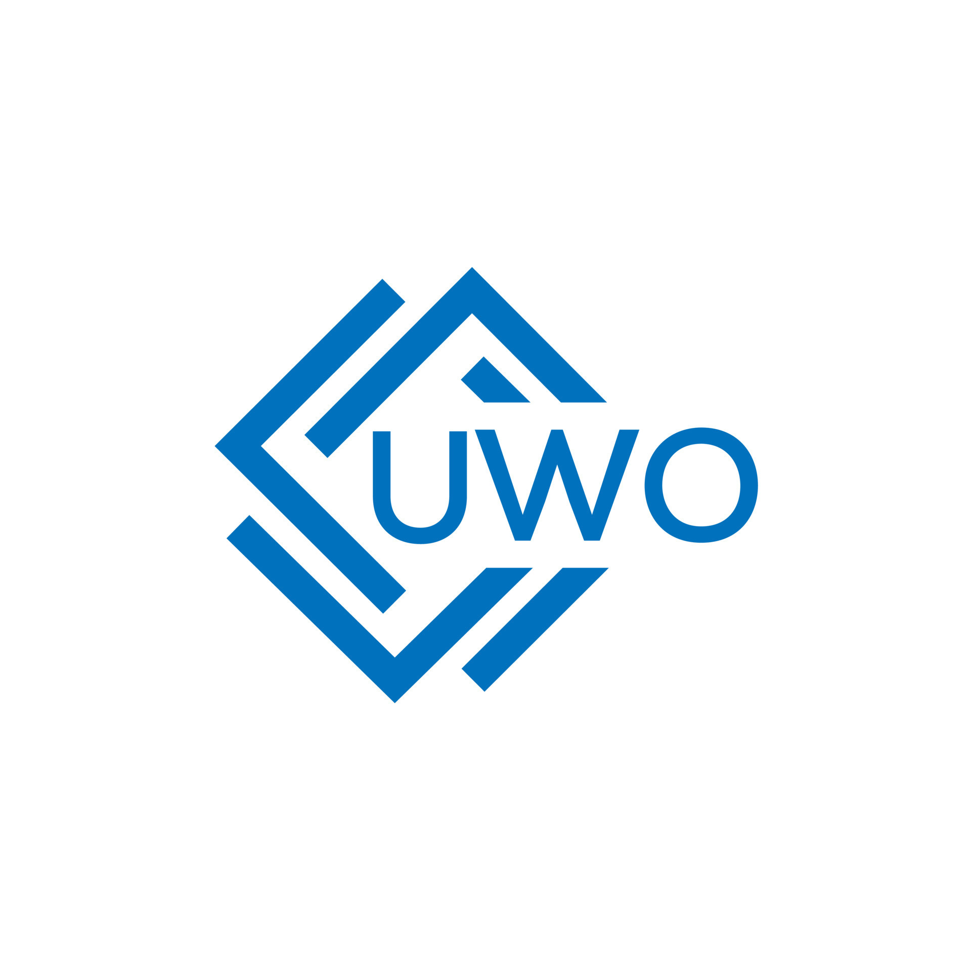 UWO technology letter logo design on white background. UWO creative