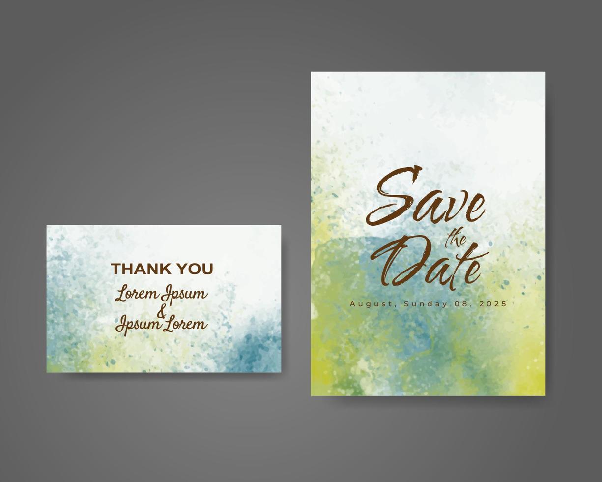 Wedding invitation with abstract watercolor background vector