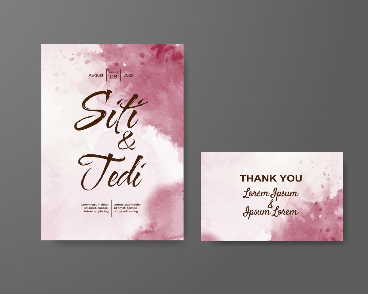 Wedding invitation with abstract watercolor background vector