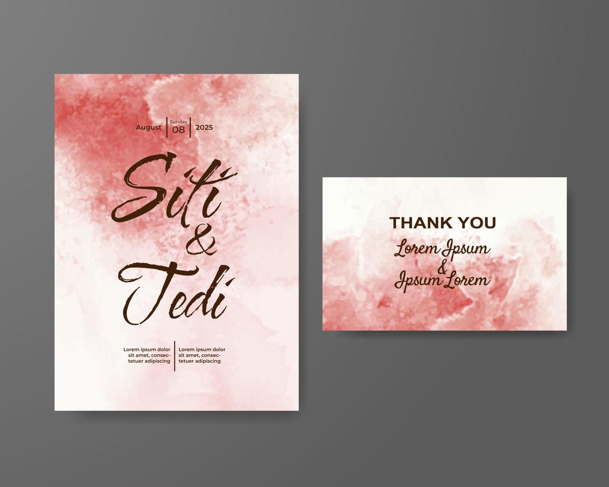 Wedding invitation with abstract watercolor background vector