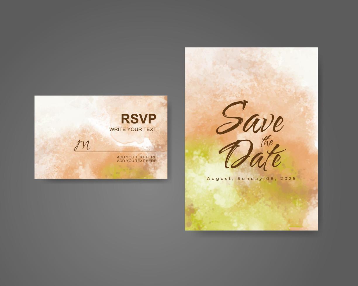 Wedding invitation with abstract watercolor background vector