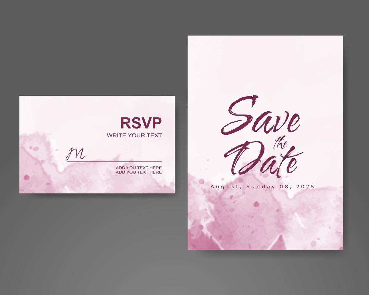 Wedding invitation with abstract watercolor background vector