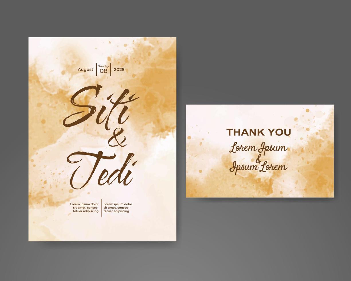 Wedding invitation with abstract watercolor background vector