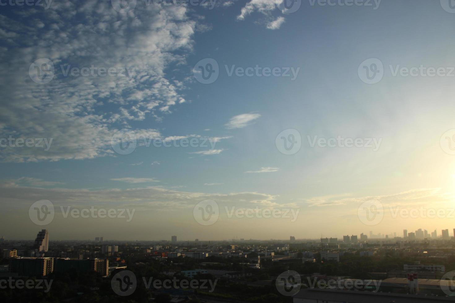 dark blue cloud with white light sunset sky background and city light midnight evening time photo