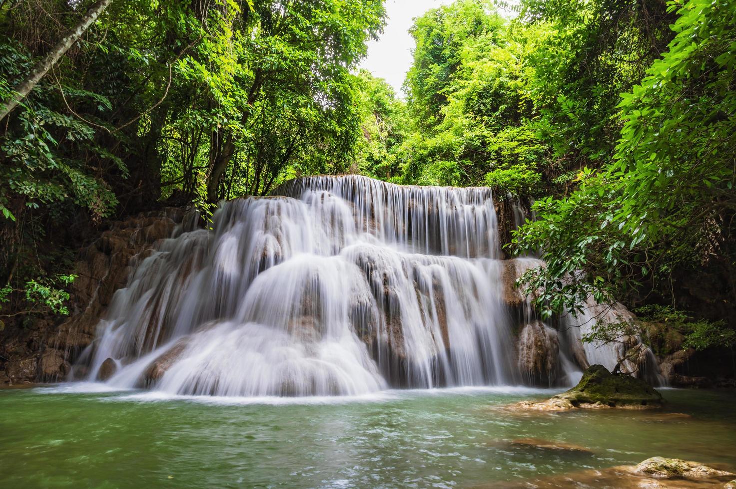 Landscape of Huai mae khamin waterfall Srinakarin national park at Kanchanaburi thailand.Huai mae khamin waterfall third floor  Wangnapa photo