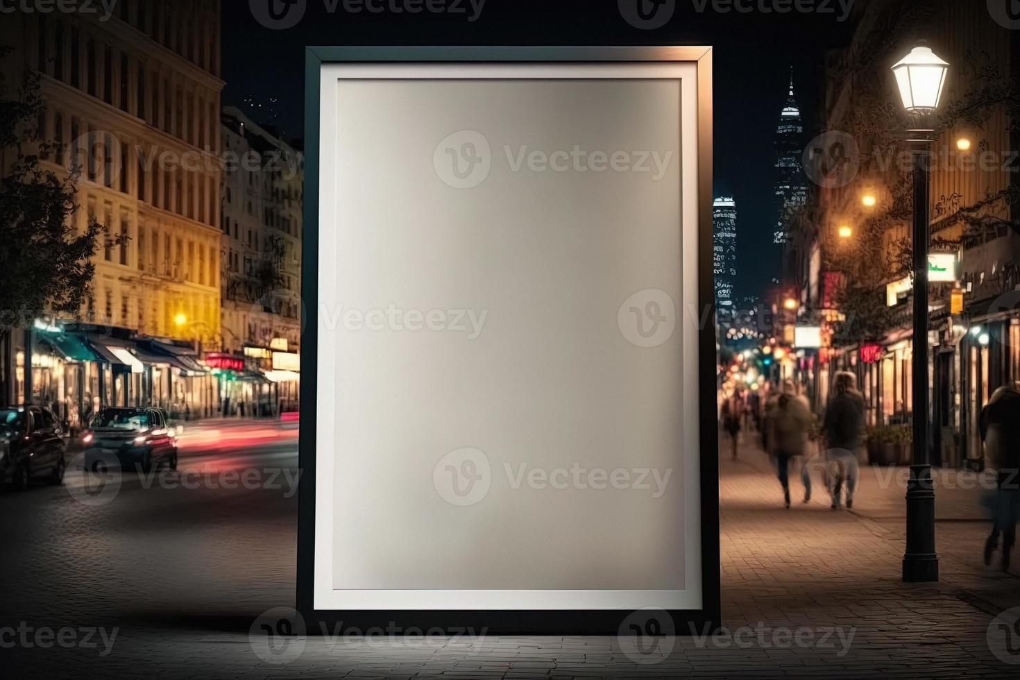 Empty advertising billboard urban mockup at night city photo