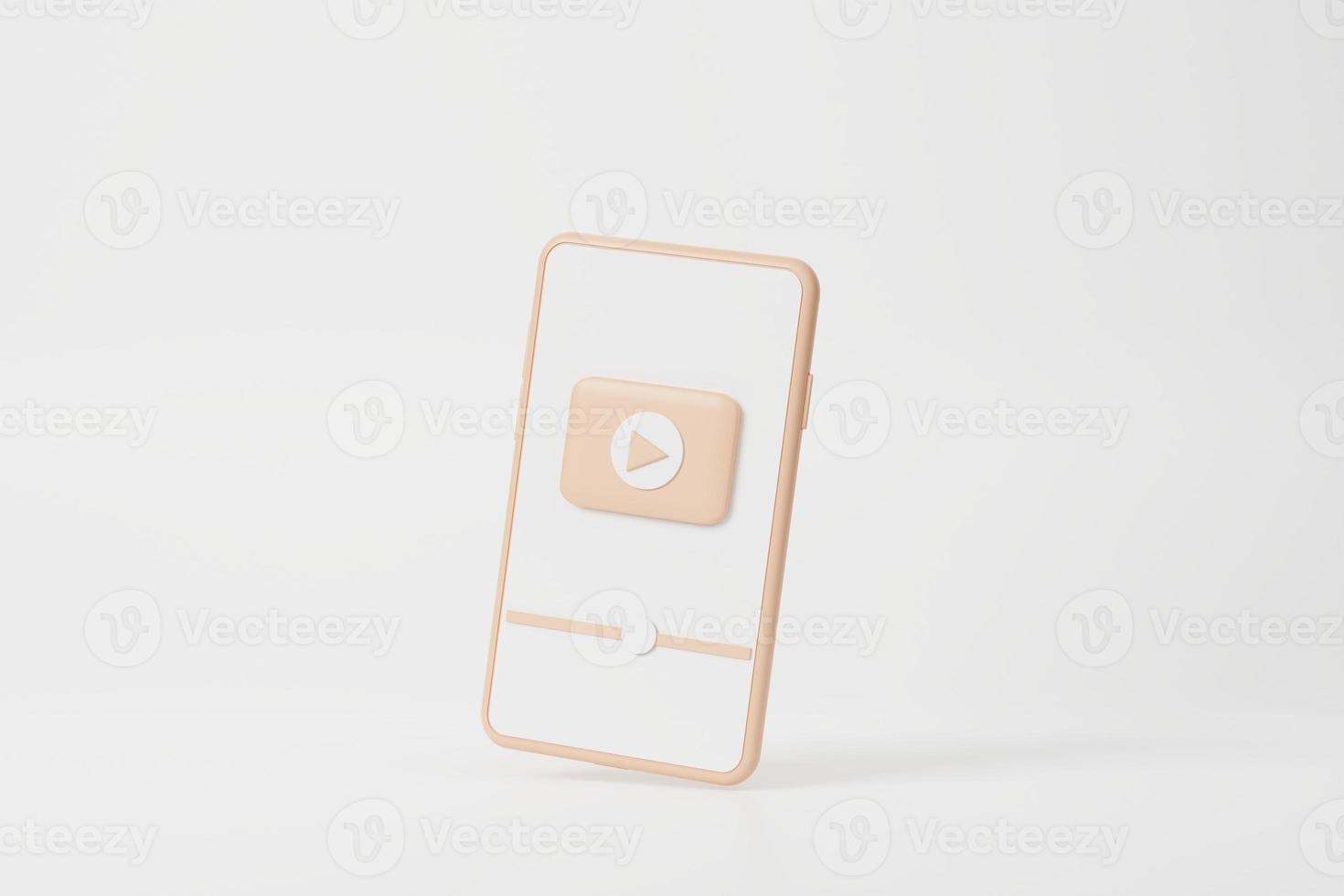 Mobile icon modern playing video floating on pink background, wireless media connection Cartoon minimal style,internet ,banner ,copy space, 3d render illustration photo