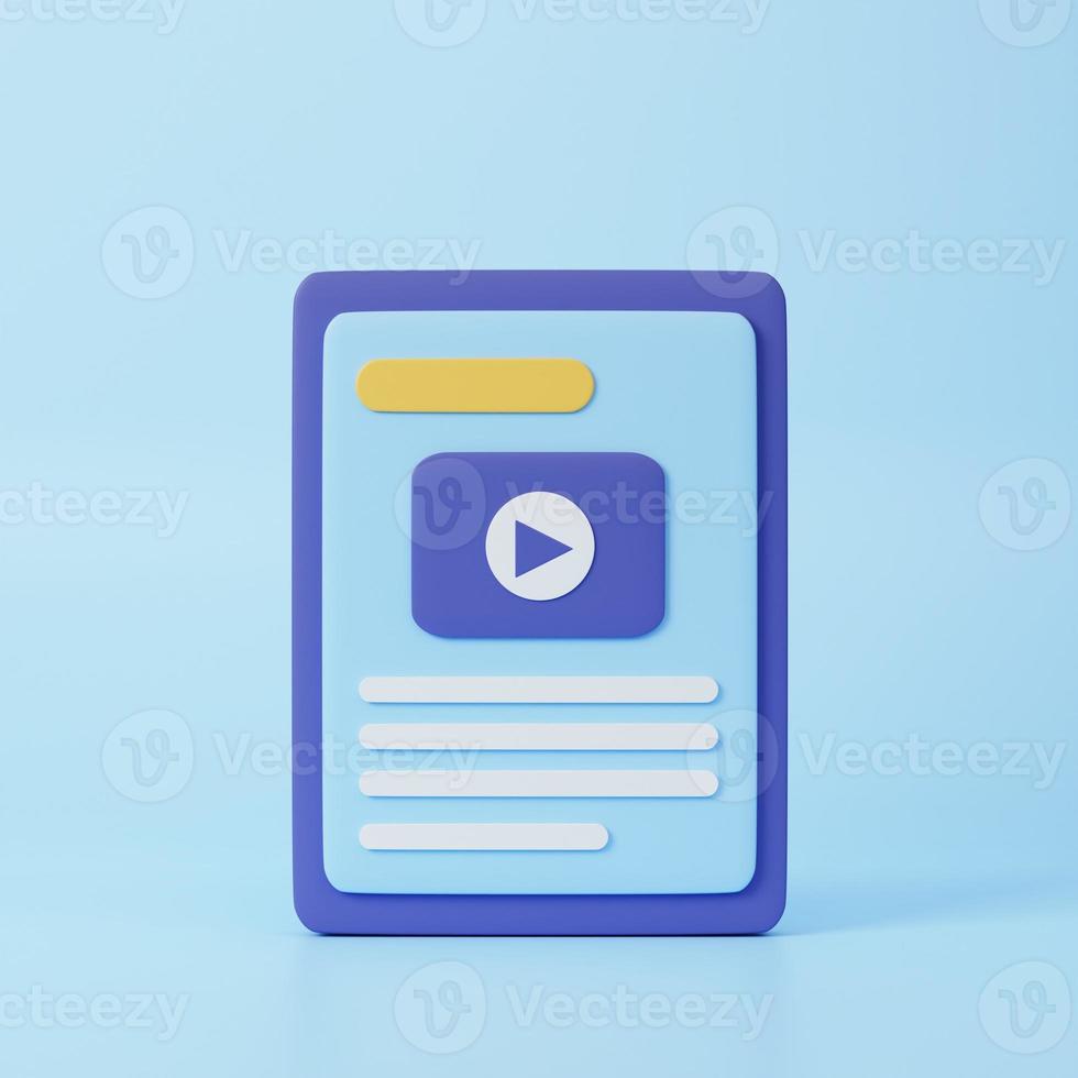 Audio book. Online education, , internet library, literature, online reading, e-book concept. 3d rendering icon. Cartoon minimal style. photo