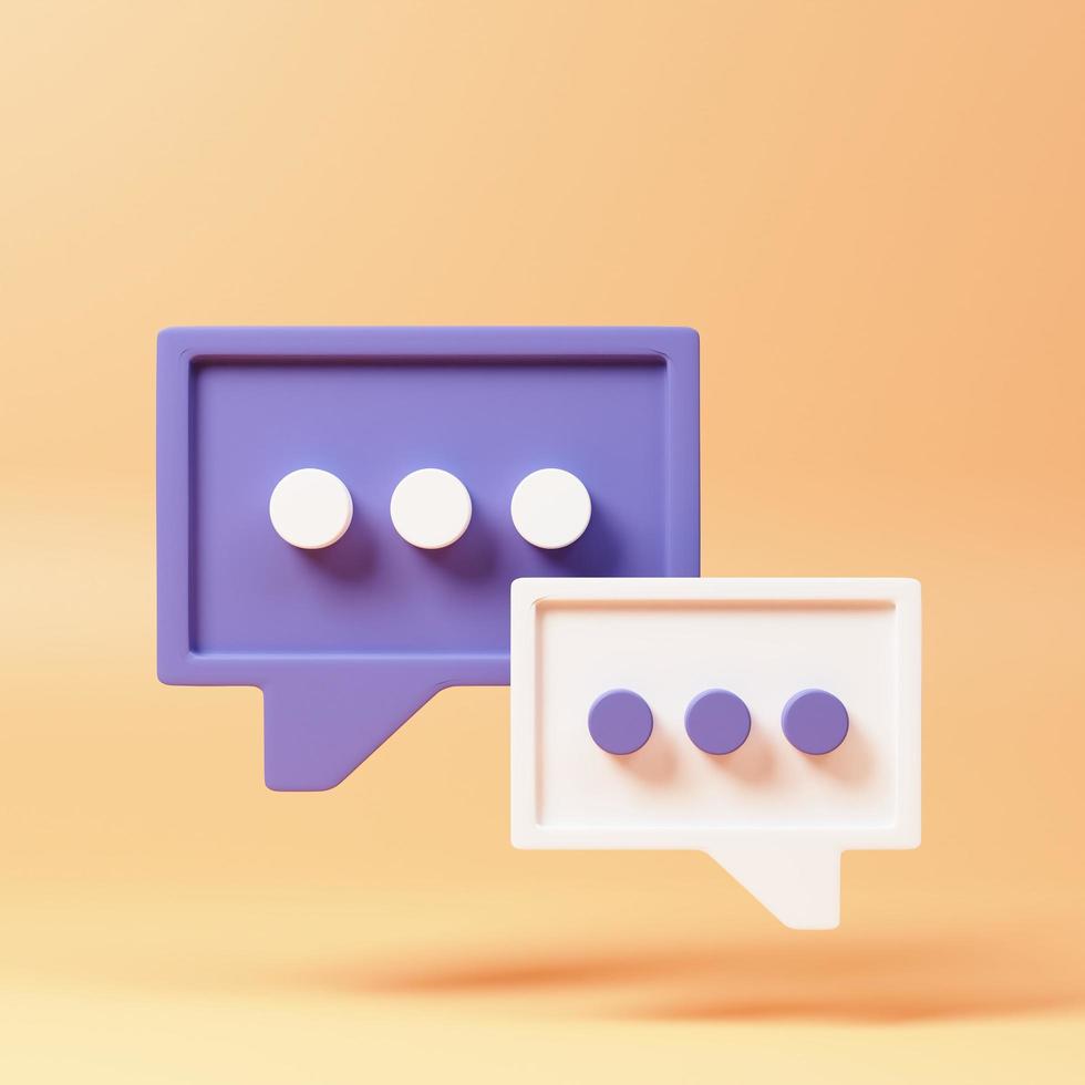 Two speech bubbles or comment sign symbols on orange background. 3d rendering. photo