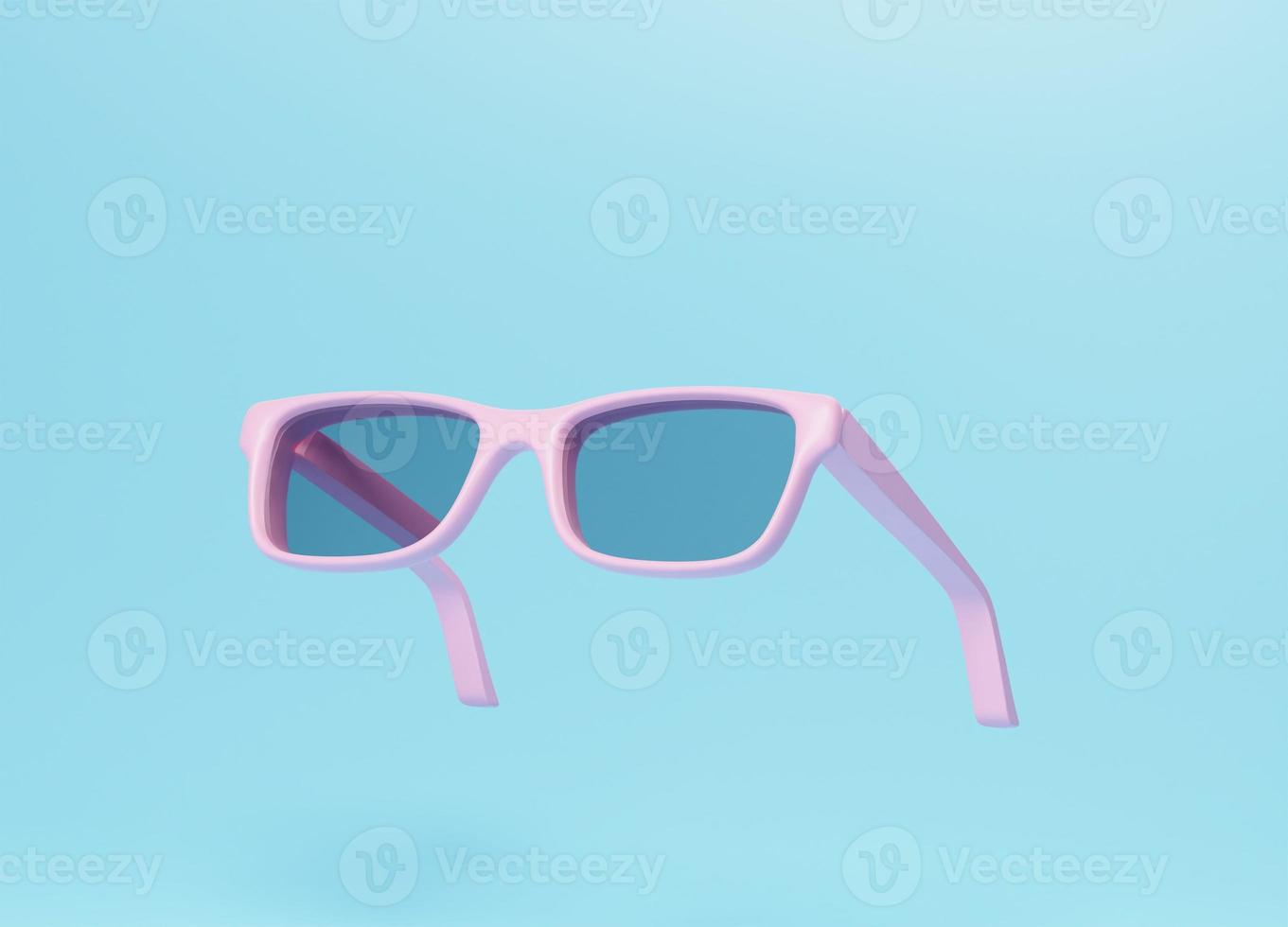 Pink fashion sunglasses and black lens optic on summer object background with modern accessory design. 3D rendering. photo