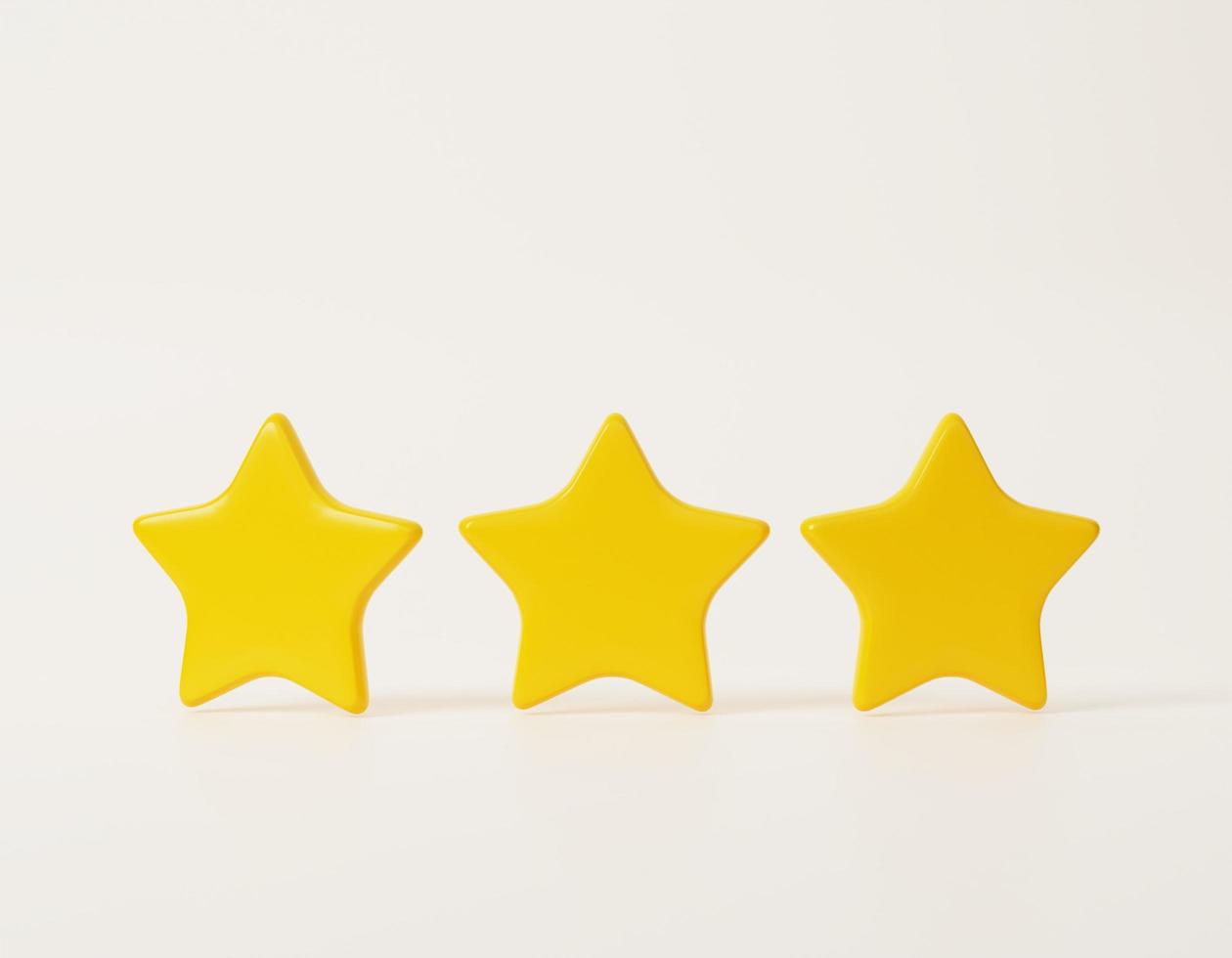 3D three yellow star icon on isolated white background. 3d render illustration photo