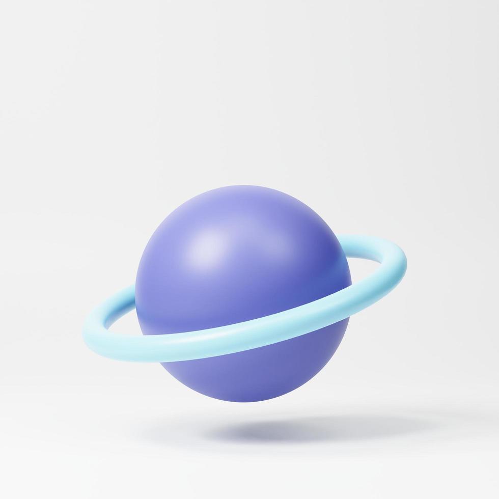 icono planeta Saturno, Júpiter, Urano, Neptuno, con anillo alrededor. realista símbolo diseño. 3d representación ilustración foto