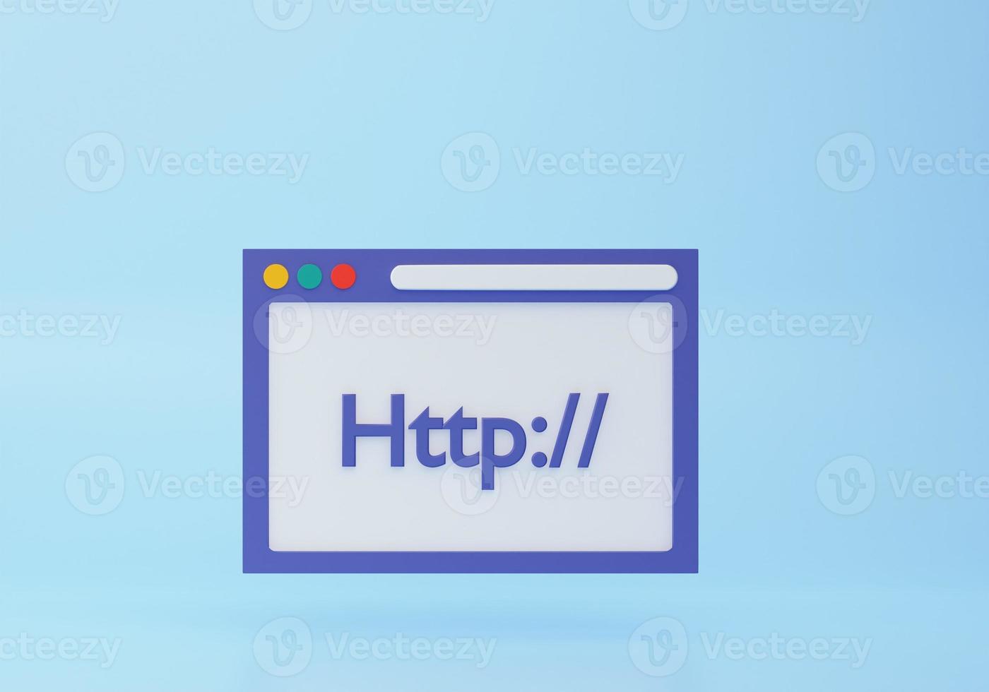 Hypertext Transfer Protocol Concept, HTTP data web page. Web browser, internet communication protocol. 3d rendering icon. Cartoon minimal style. photo