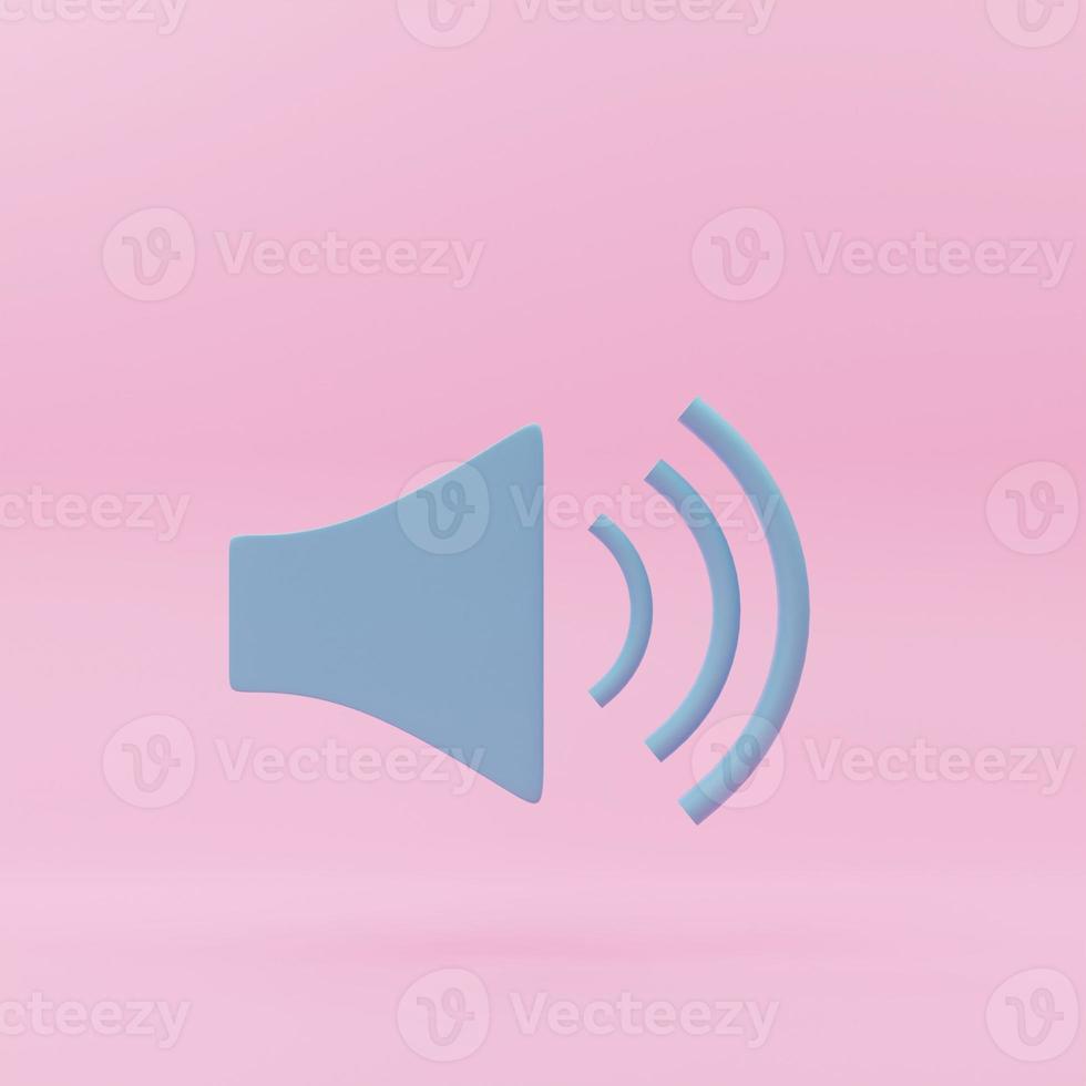 Sound icon. Pink background. 3d rendering. photo
