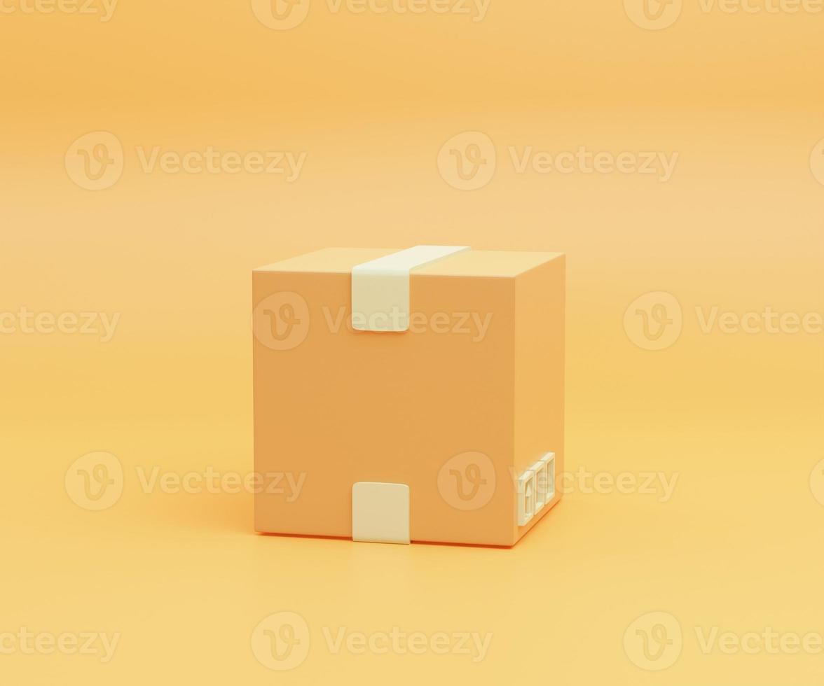 orange color cardboard box for shipping goods 3d illustration photo