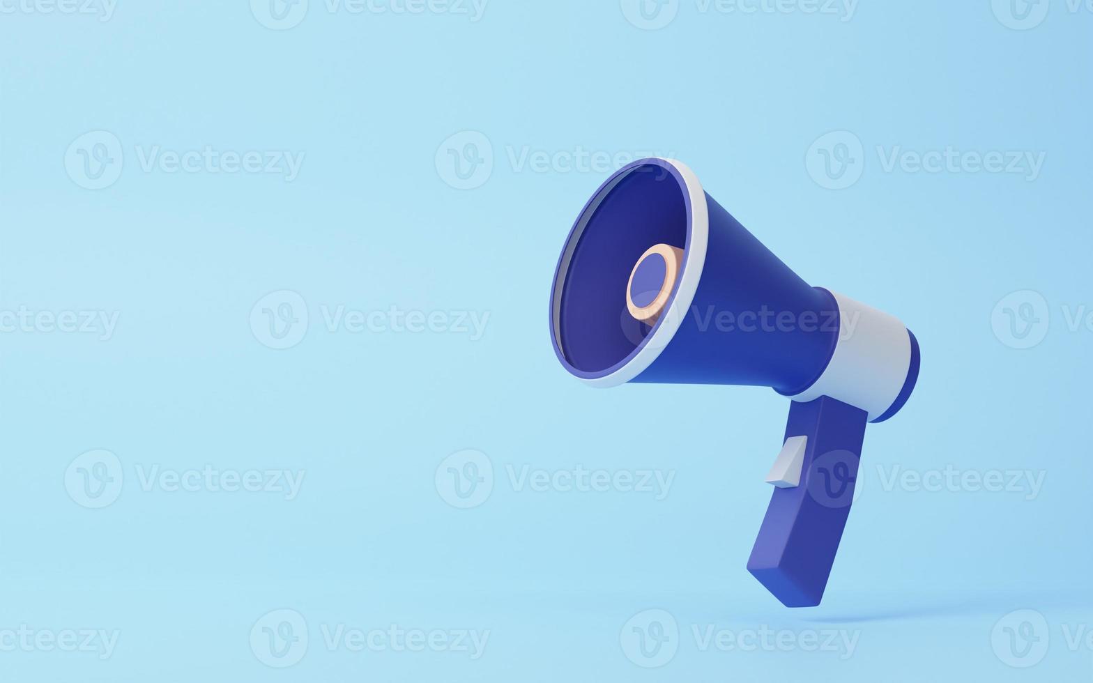3d rendering megaphone on blue background photo