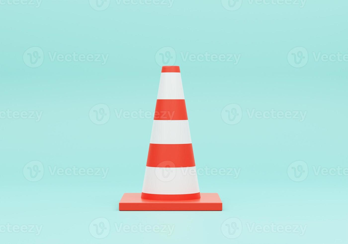 3D red traffic cones icon on blue background. accident prevention concept. Cartoon minimal cute smooth. 3d rendering illustrations photo