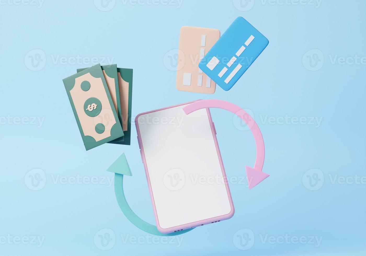 Cashback and money refund concept icon. 3d rendering illustration photo