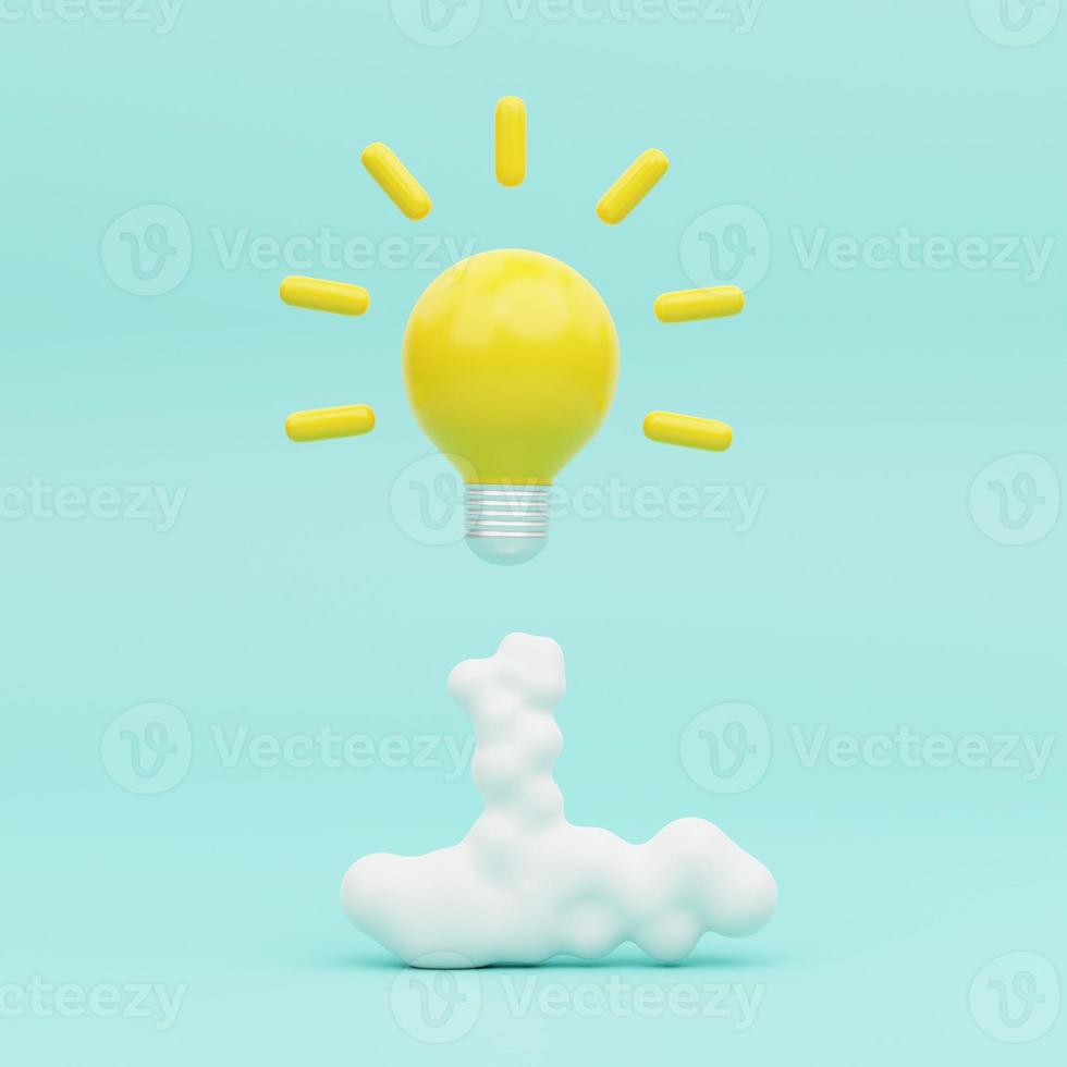 3d light bulb launch icon, brainstorm, smart thinking and creative idea concept. 3d render illustration photo