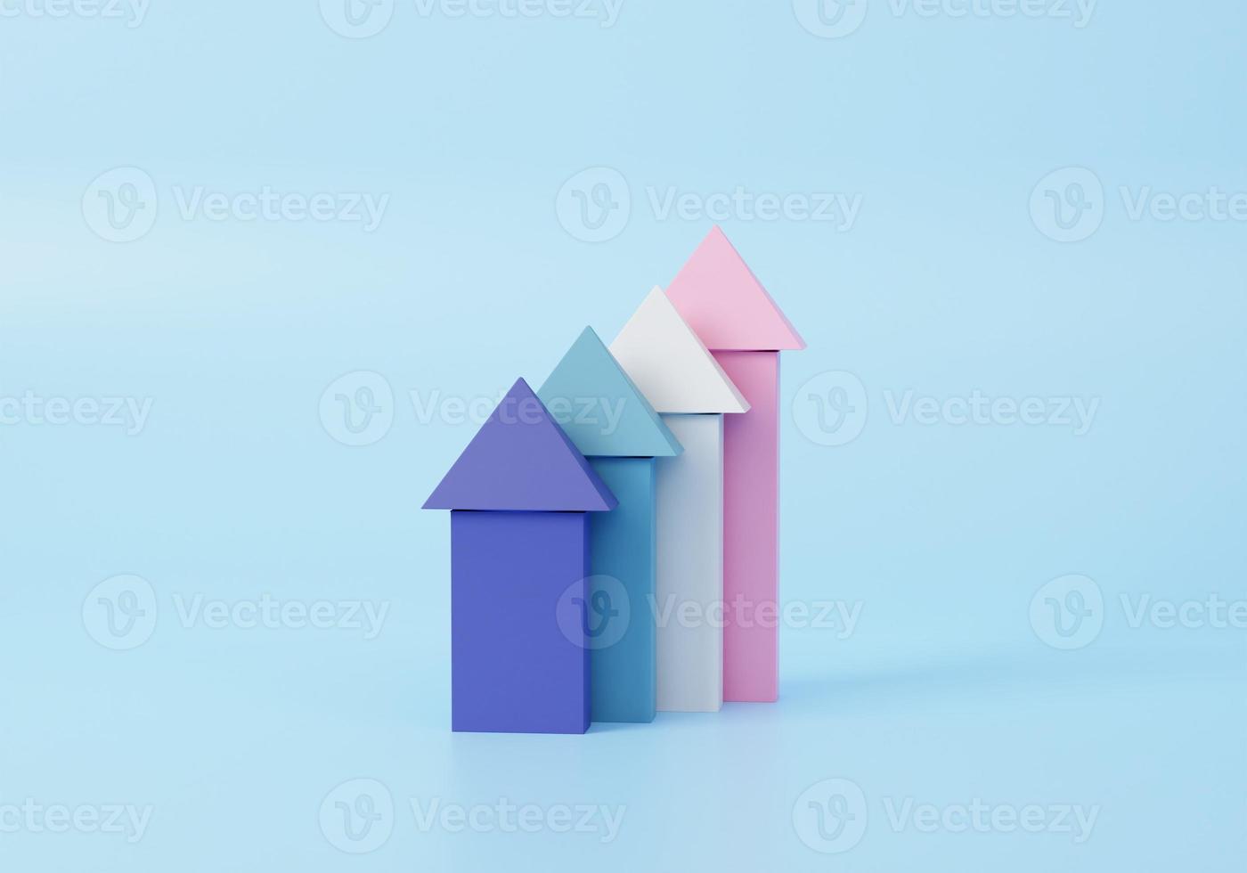 stair step to growth success, 3d render, progress way and forward achievement creative concept, copy space. photo