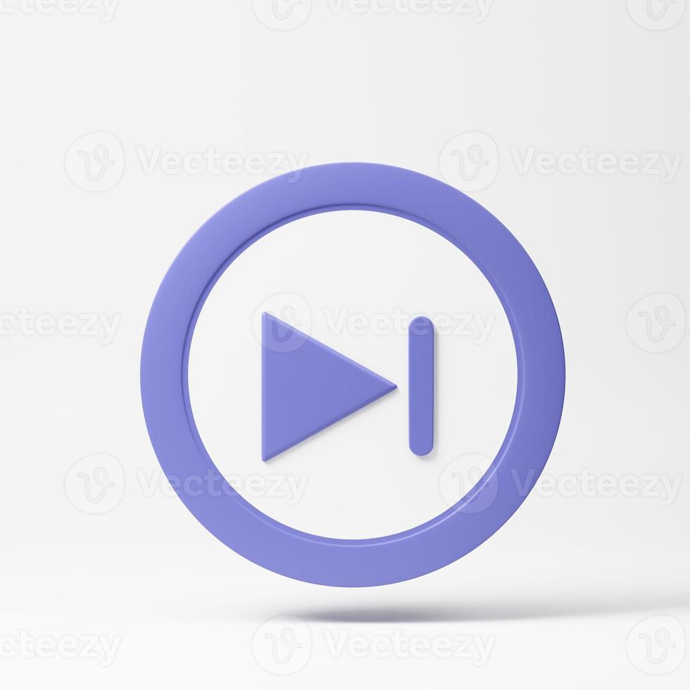 Skip to the end, next, music player button. 3d rendering icon. Cartoon minimal style. photo