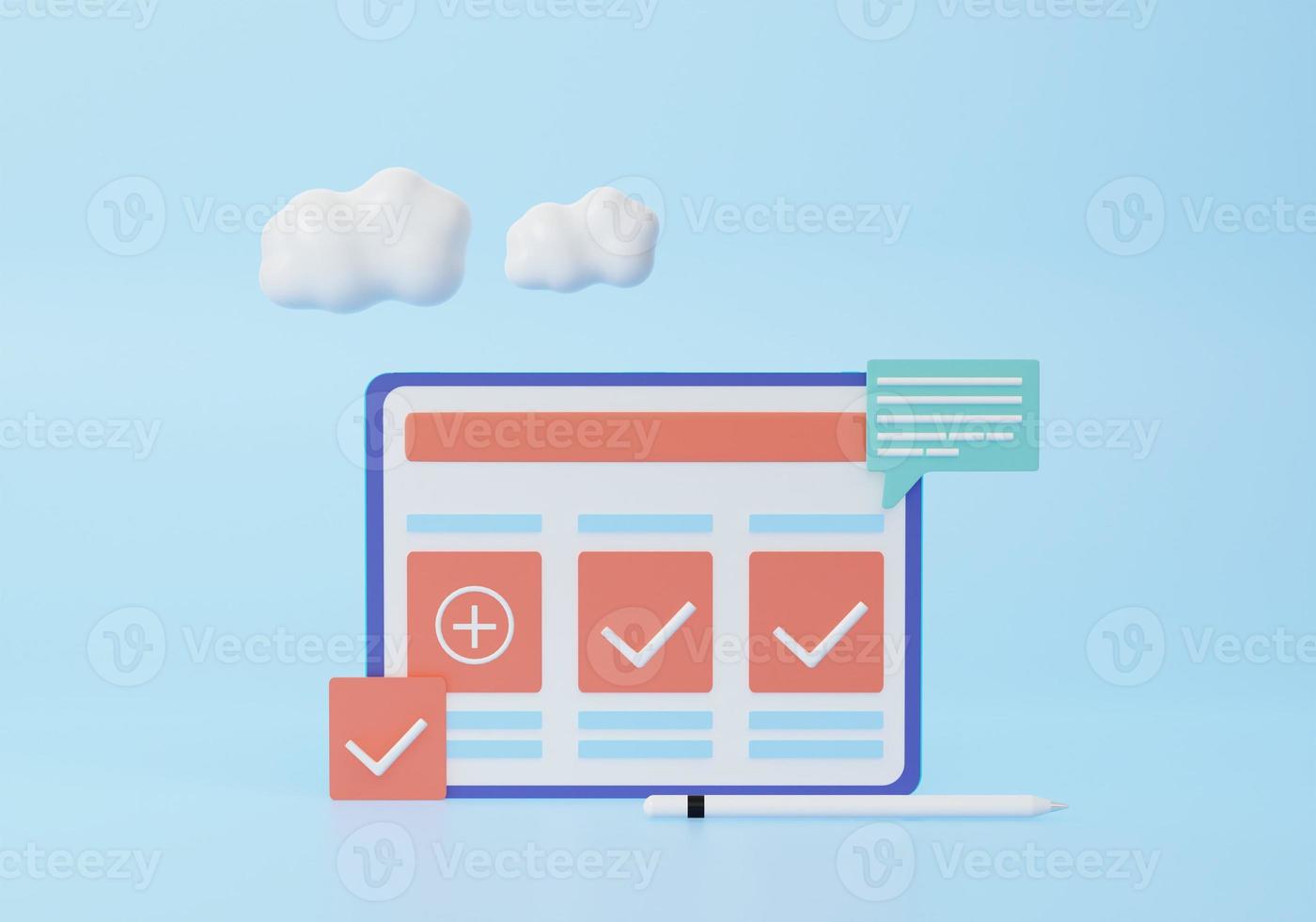 Business graphics tasks scheduling concept. 3d realistic rendering illustration. photo