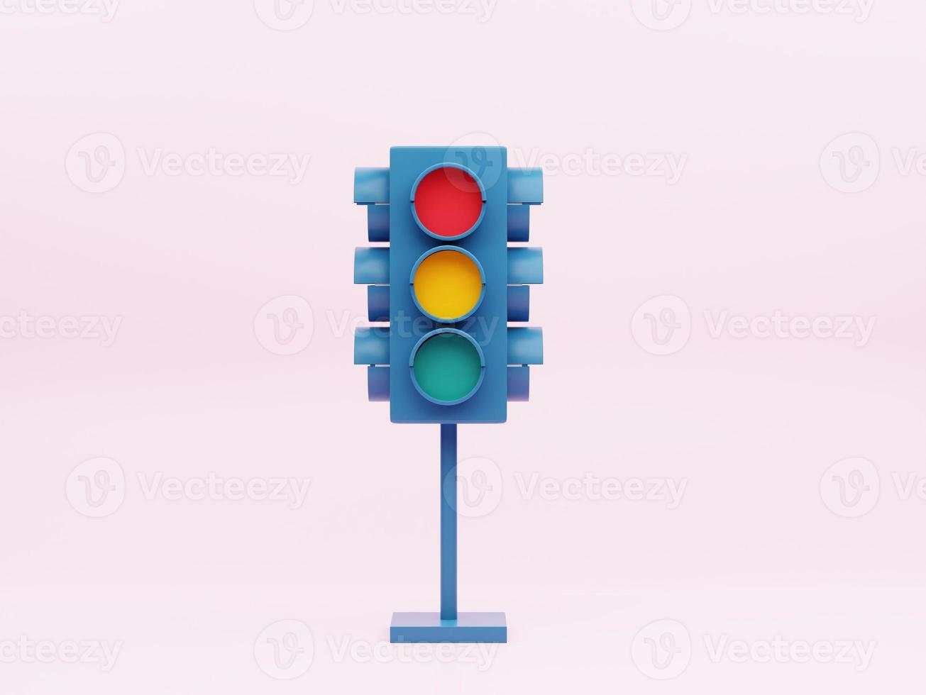 blue traffic light. minimalist concept. 3d rendering photo