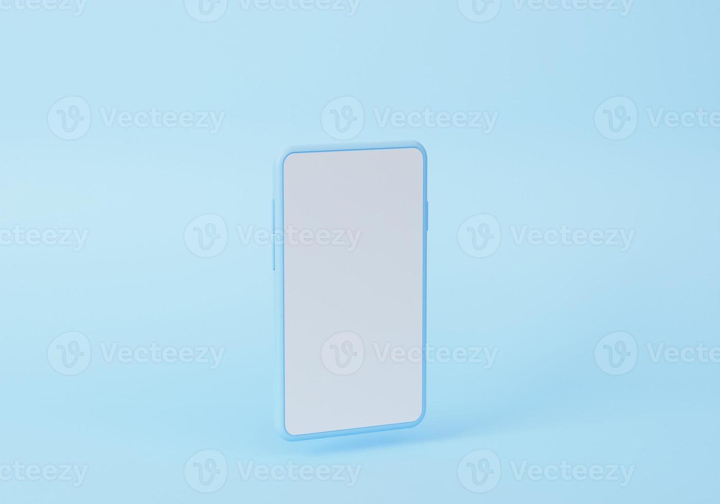 Creative minimal summer idea. Concept blue iphone with pastel background. 3d render. photo