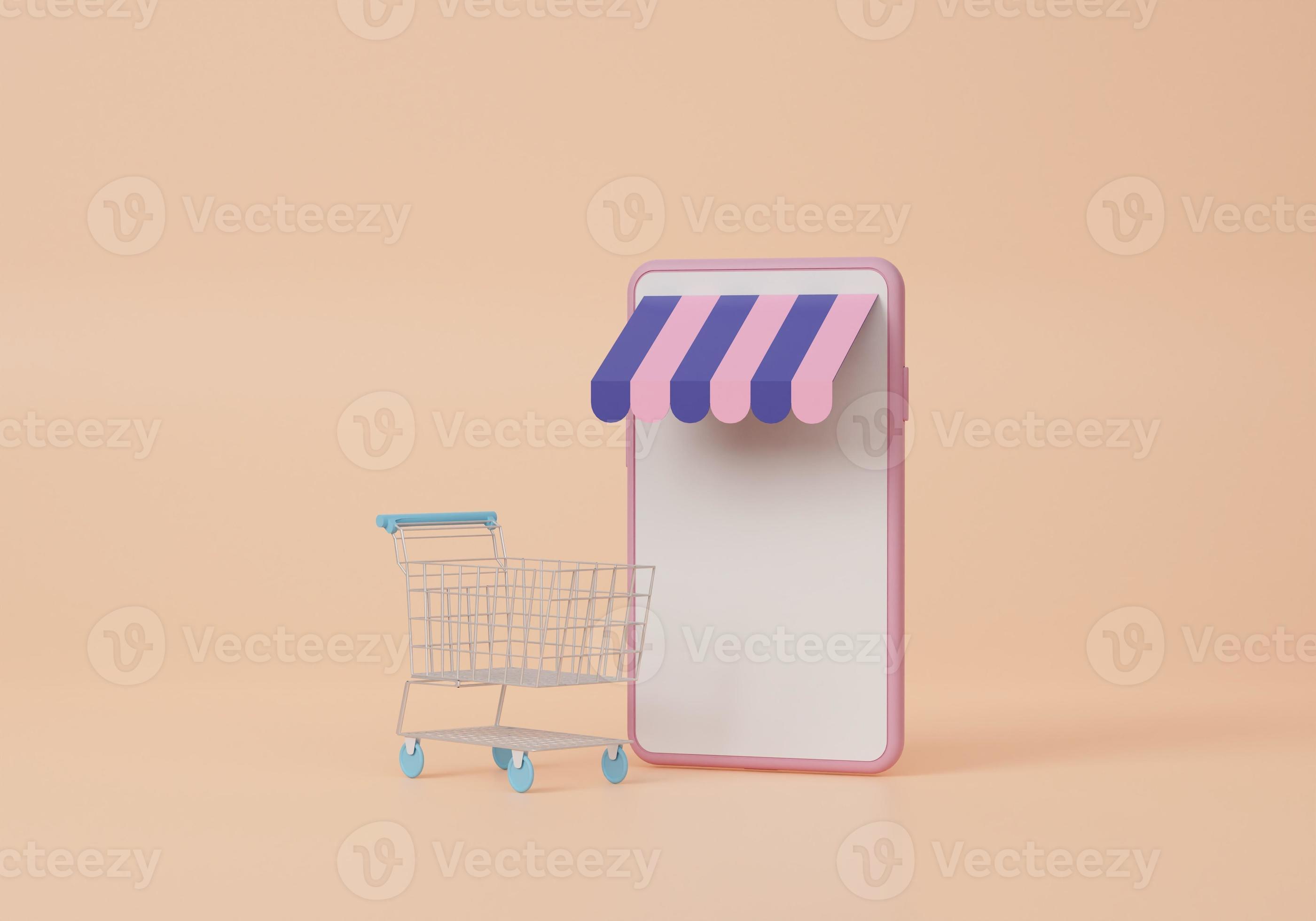 Online shopping app on smartphone online mobile shopping and delivery