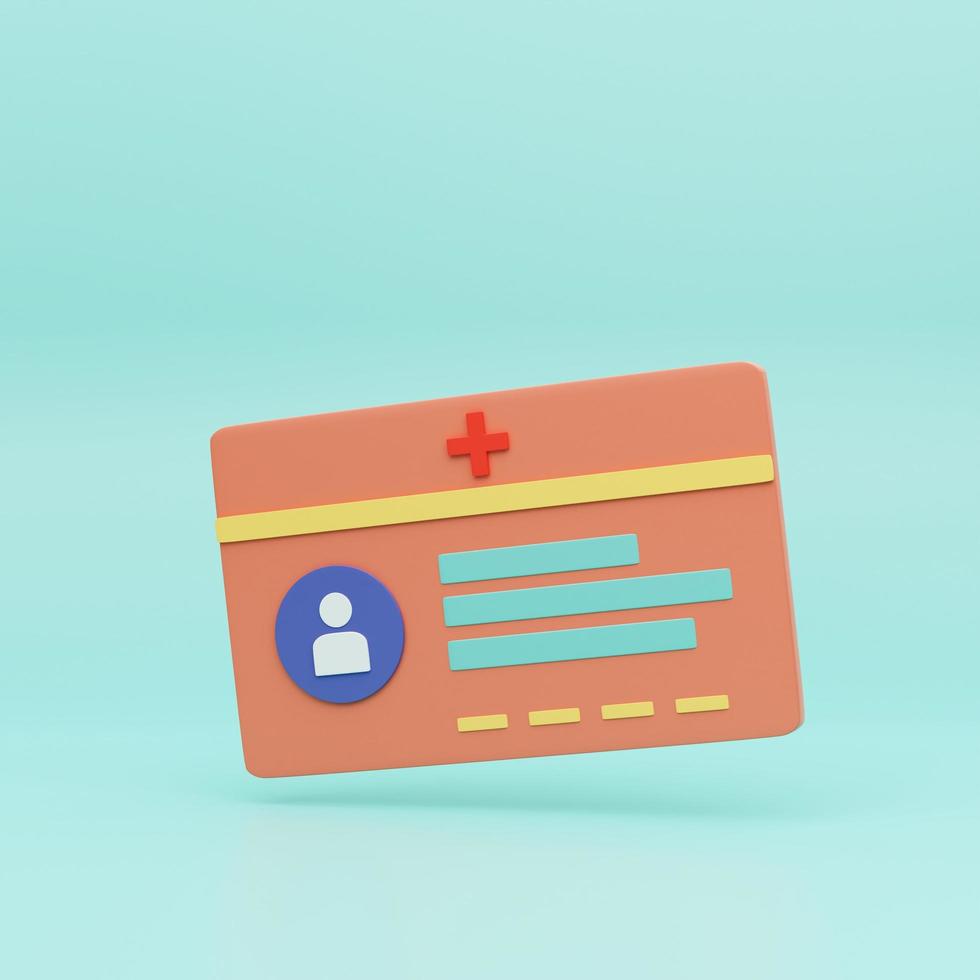 Healthcare smart card icon. Digital health and medical consultation, medical information smart card, healthcare organization card concept. 3d rendering illustrations. photo