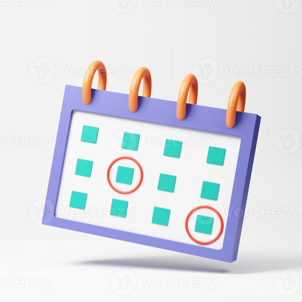 Calendar assignment icon. Planning concept. 3d rendering illustration. photo