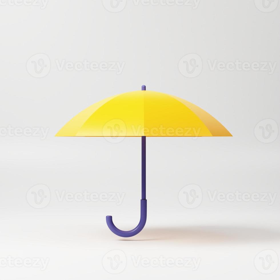 yellow umbrella on white background 3d rendering photo