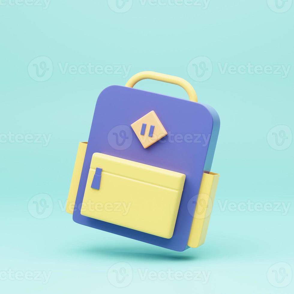 Backpack 3d icon. 3d rendering icon. photo