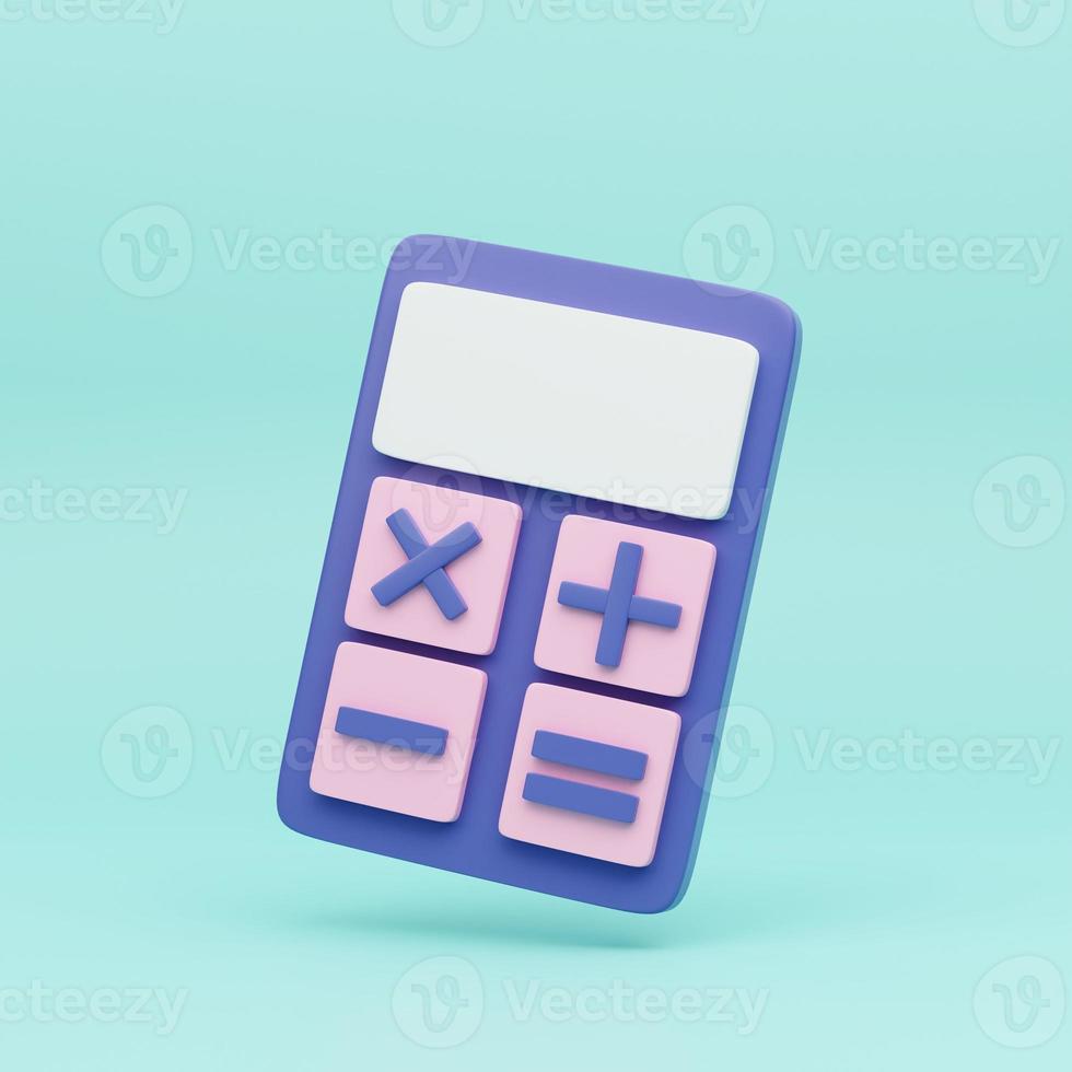 Calculator 3D illustration isolated on Skyblue background. Bookkeeping concept with 3d calculator illustration photo