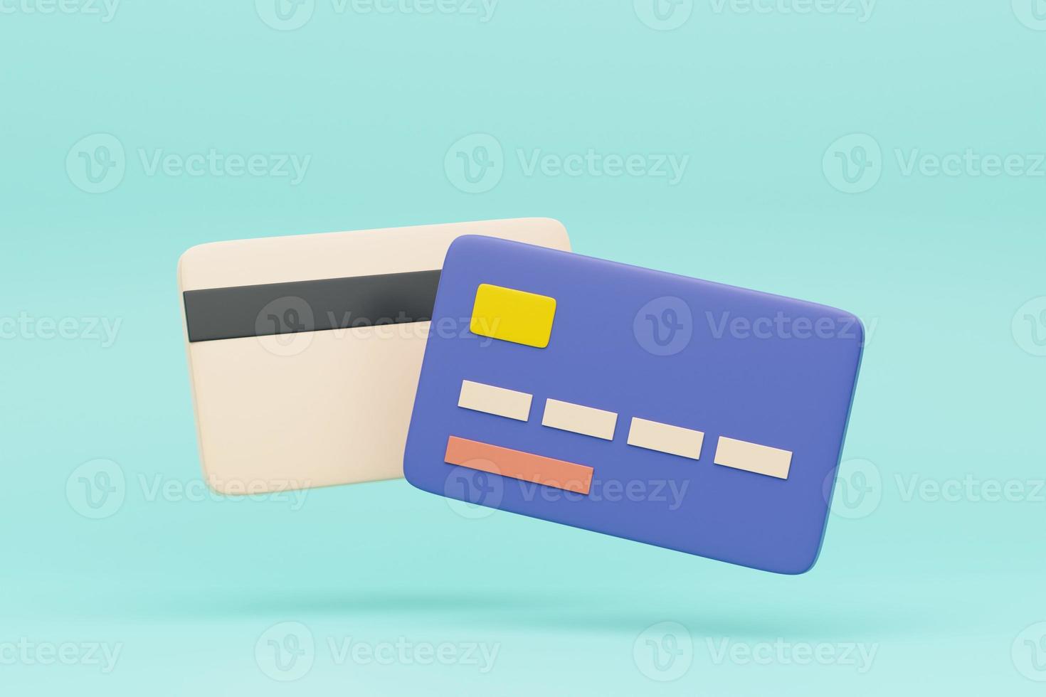 3d credit card icon for contactless payments, online payment concept. 3d render illustration photo