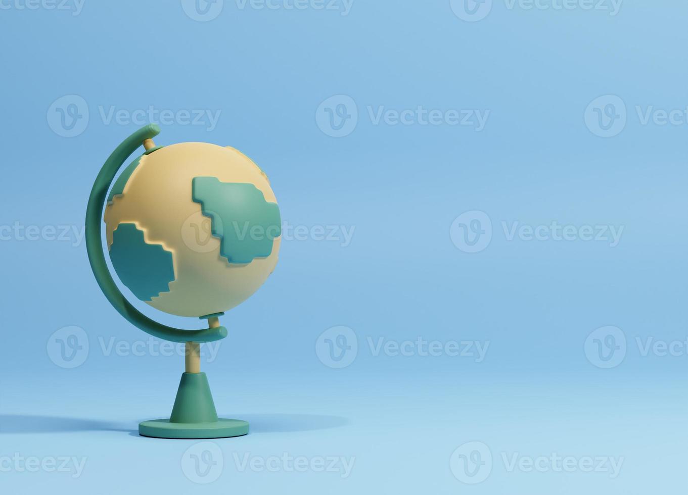 Globe blue background. 3d rendering photo