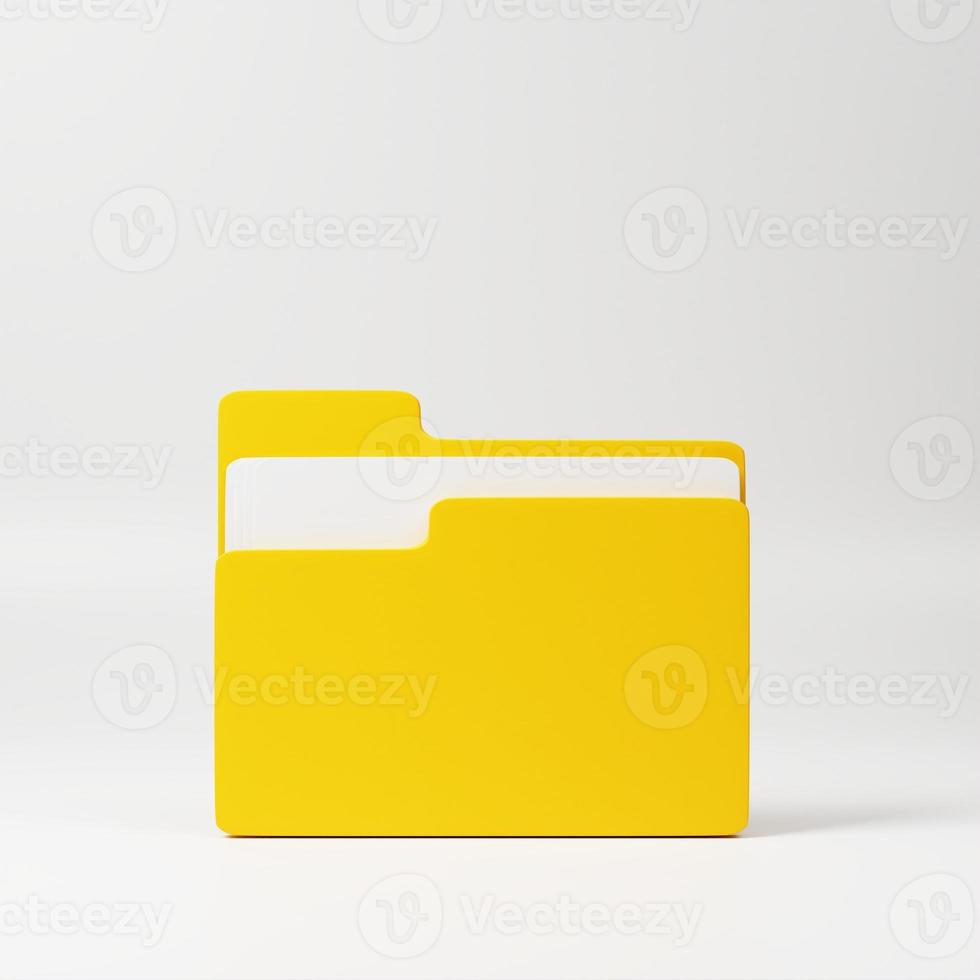 minimal concept. yellow folder icon, sign, symbol isolated on pastel pink background. 3d rendering photo